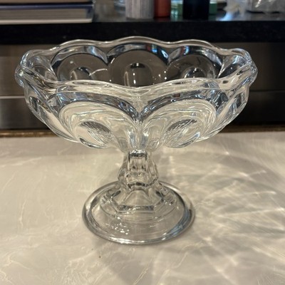 EAPG 1830-1840 Loop Flint Glass Pedestal Compote Bowl 