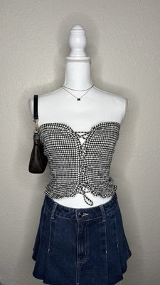 Express plaid corset cowgirl tube top Women s Size XS