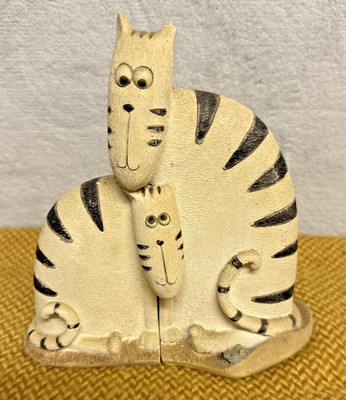 West Lodge Pottery Interlocking Set Keramik Katzen Maus Figur Stripy Tabby MCM