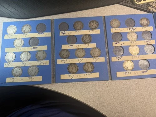 Lot of 21 Different Barber Half Dollar 90% Silver  in a Wrong Album Ungraded