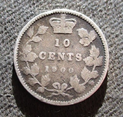 OLD SILVER 10 CENTS 1900 COIN OF CANADA ~ HEAD OF YOUNG QUEEN VICTORIA