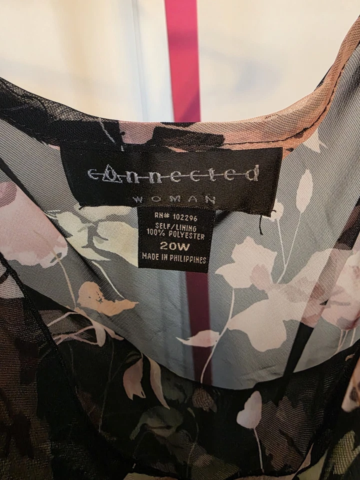 Vestido Floral Transparente Vintage Connected | Talla 20W | Elegante Ajuste y Acampanado Midi Foto 2 de 4