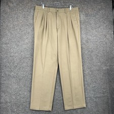 Dockers Pants Men 36x32 Khaki Pleated Front Individual Fit Chino Business Casual