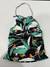 Coastal Blue Tankini Top Black Green Tropical Halter Neck Size Medium New