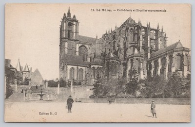 Le Mans France Cathedral Monumental Staircase Postcard
