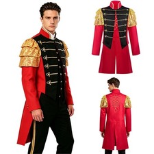 Men Tailcoat Lapel Ringmaster Adult Circus Vest Jacket Sequined Costume Velvet