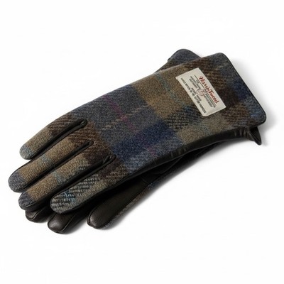  Harris Tweed Ladies Gloves, Leather Palms, large 