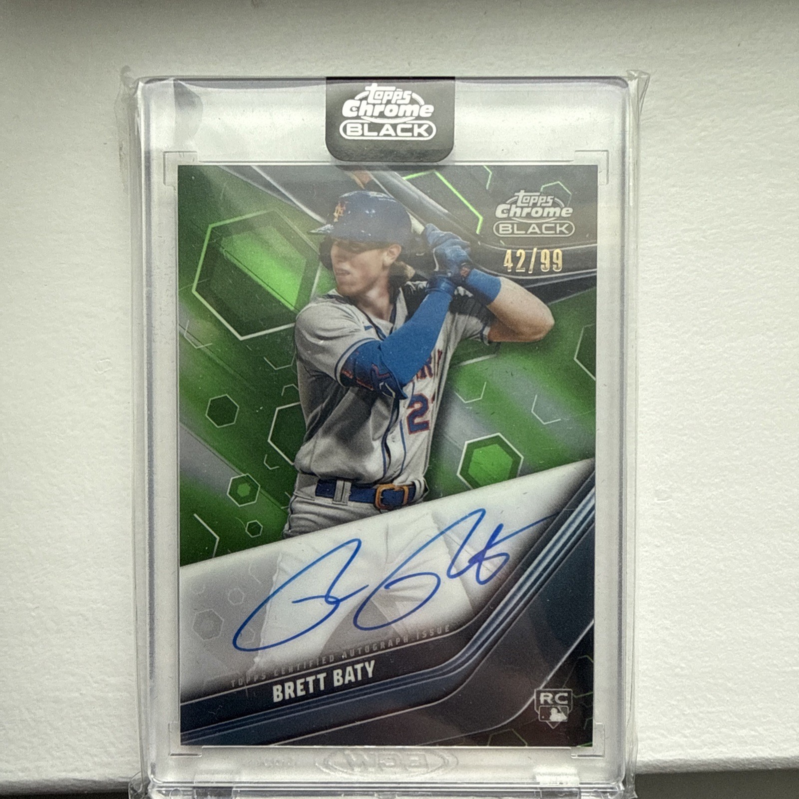 Brett Baty Mets 2023 Topps Chrome Black GREEN REFRACTOR RC ROOKIE AUTO 42/99