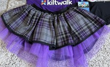 Purple Tartan Tutu Kilt Skirt Plus Size Fun Run Kiltwalk Costume 80s Hen Party