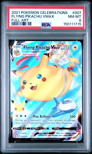 2021 POKEMON CELEBRATIONS #007 FULL ART/FLYING PIKACHU VMAX PSA 8