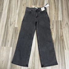 NWT Abercrombie Kids High Rise Wide Leg Jeans Grey Black SZ 13/14 Short Casual