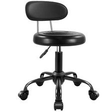 Rolling Stool with Wheels Swivel Stool with Back Height Adjustable Chair Black