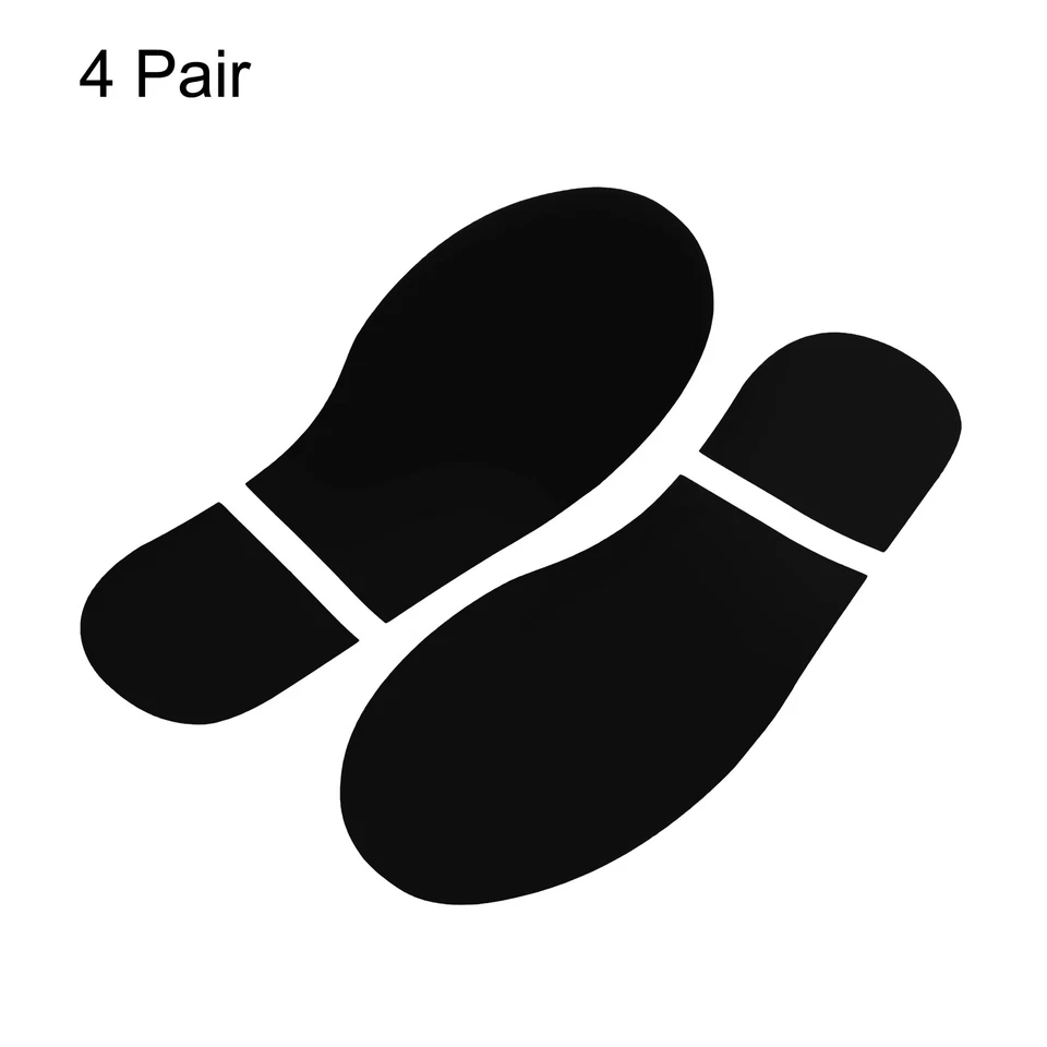 4 Pairs 5.9x2.5" Footprints Floor Stickers Floor Wall Stairs Decal Black - Image 3 of 4