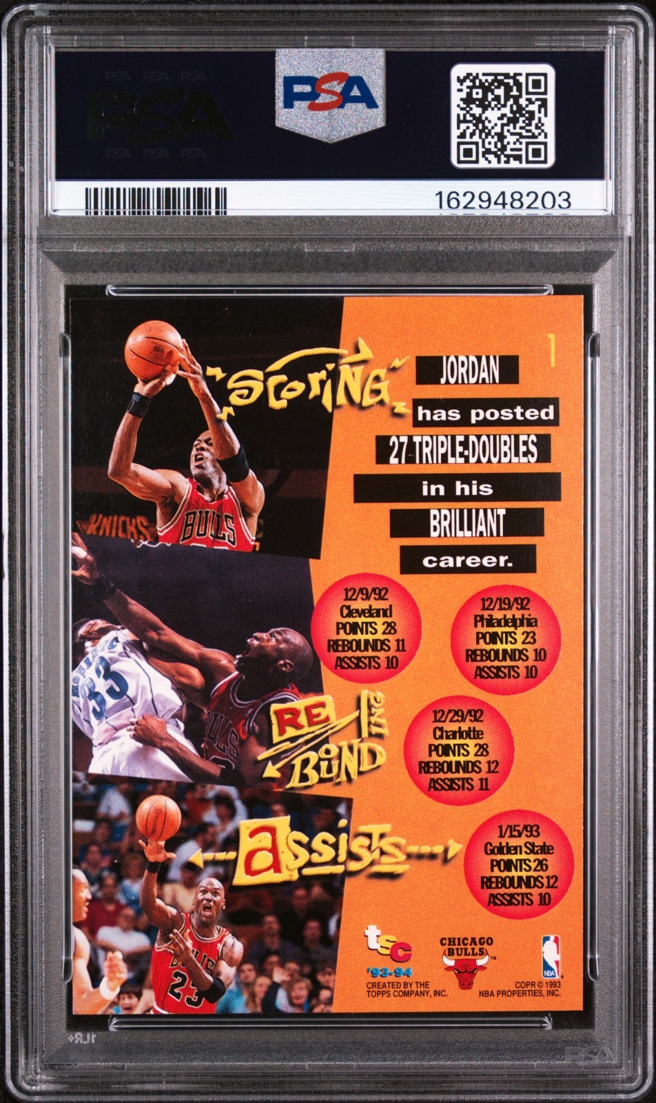 1993 STADIUM CLUB #1 MICHAEL JORDAN PSA 9 view 5