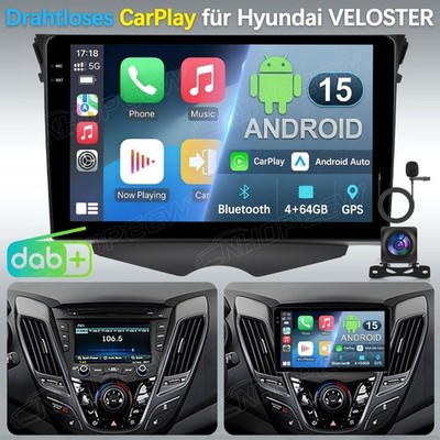 DAB+ 4+64GB CarPlay Android 15 AutoRadio Für Hyundai Veloster FS 2011-2017 Navi