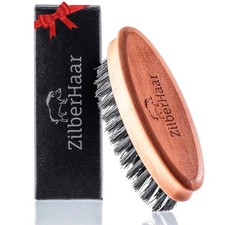 ZilberHaar - Pocket Mustache and Beard Brush - Soft Boar Bristles and Pearwoo...