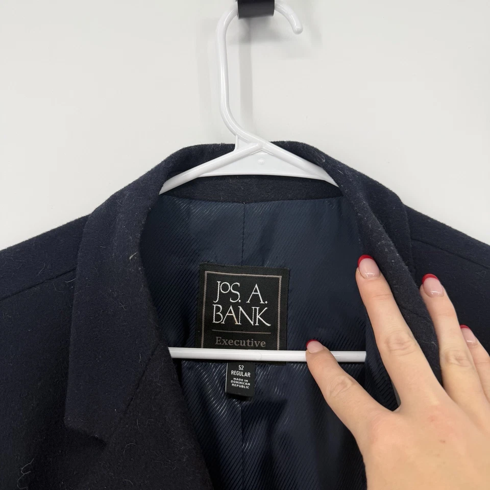 Jos. A. Bank Executive Navy Blue Wool Blend  Overcoat Jacket Mens Size 52R - Image 4 of 4