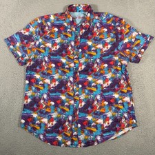 Robert Graham Shirt Mens XL Multicolor Abstract Button Up Short Sleeve Classic