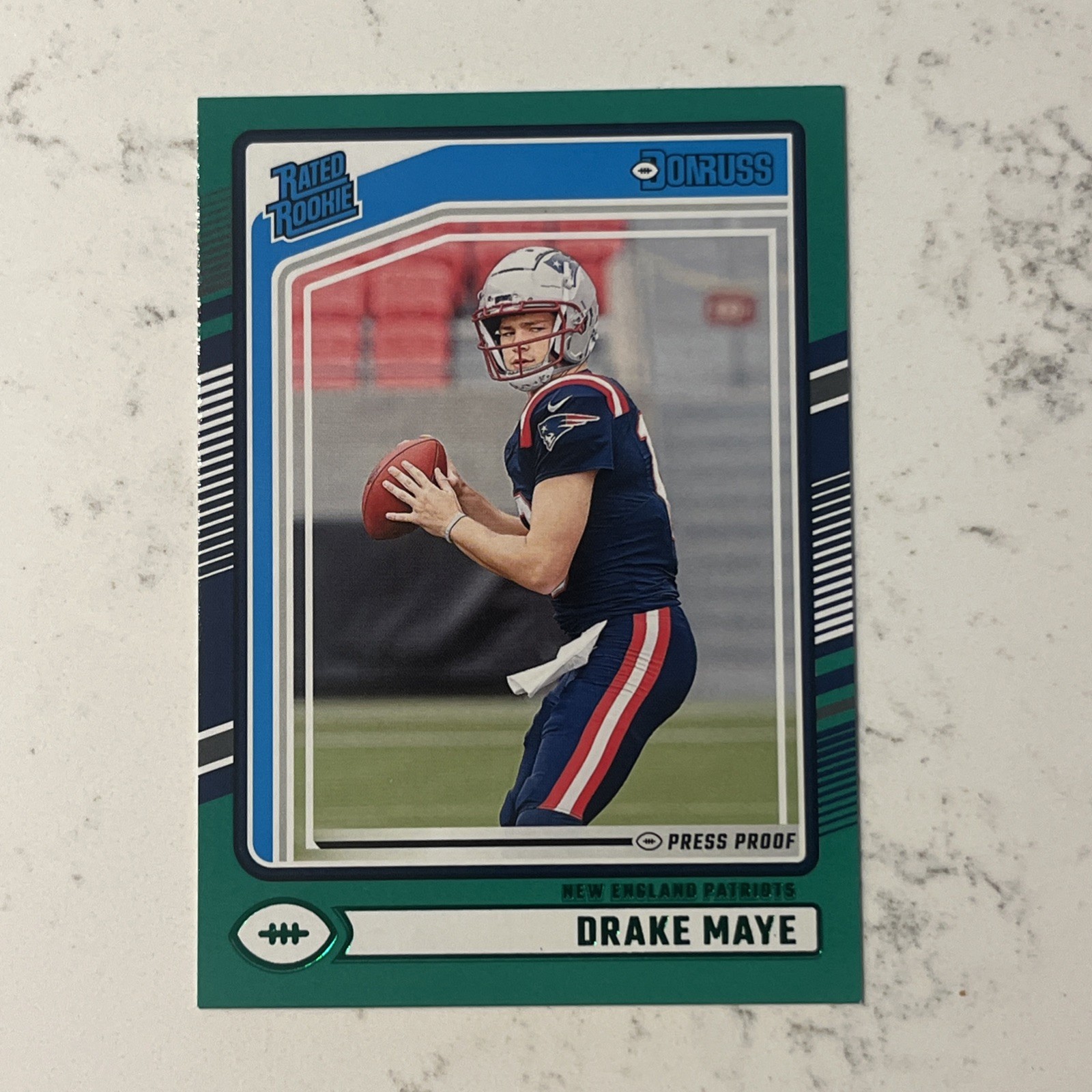 2024 Panini Donruss - Rated Rookie Drake Maye #379 Press Proof Green (RC)
