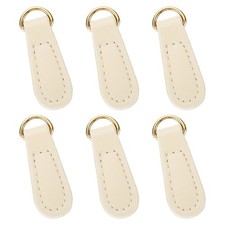 6pcs Zipper Pull, 1.57 Inch Leather Zipper Replacement Repair, White