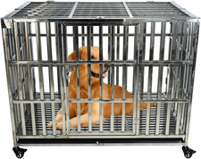 42 Inch Heavy Duty Stainless Steel Dog Cage High Anxiety Indestructible and Esca