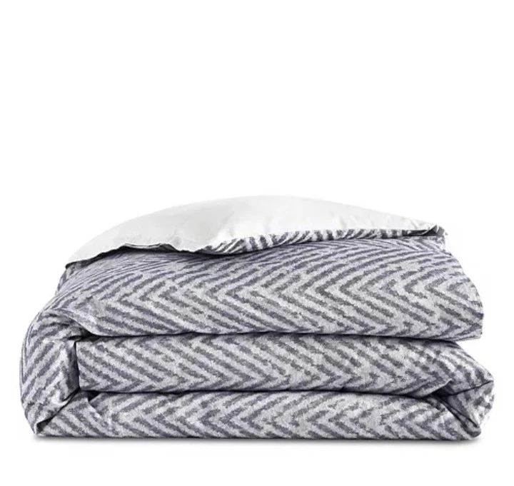 Hudson Park "Distressed Chevron" Italian 3 Pc QUEEN Duvet & Shams, Indigo, NWOT - Image 4 of 4