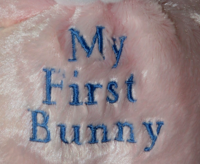 NEW Dandee My First Bunny Pink White Blue Stitching Plush Baby Toy