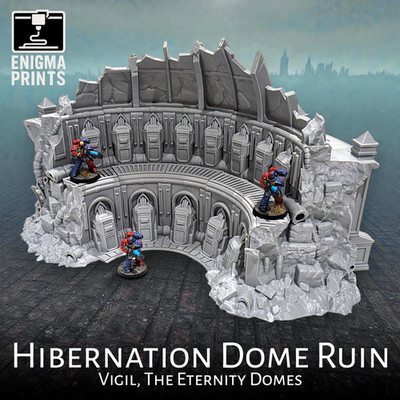 Hibernation Dome Ruin - 28mm 3D Printed Gothic Sci-Fi Wargaming Tabletop Terrain