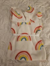 Unicorn Rainbow Hooded Fleece Blanket 23" X 21" White Background