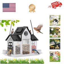 Solar Bird Feeders House Outside Hanging Metal Wild Bird Feeder Outdoors Larg...