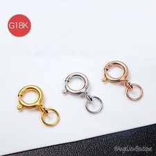 18K Solid Gold Clasp Connector Spring Ring 4.5mm 5.0mm Jump Ring Jewelry Finding