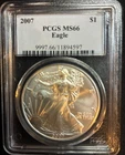 2007 American Silver Eagle PCGS MS66, 1 Troy Oz ,999 Fine Silver
