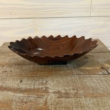 Hand Carved Granadillo Wood Bowl from Belize Shell scalloped Pedestal Bowl