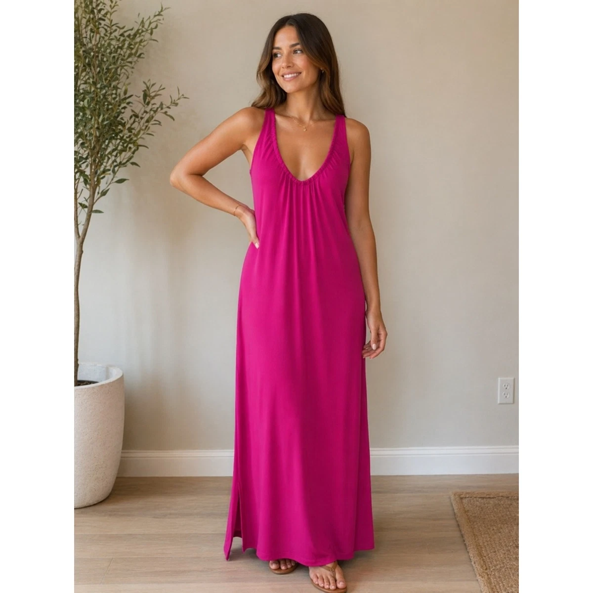 strapless open back dress Maxi dress Tina Baby pink