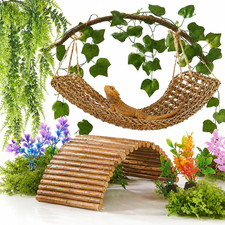 Bearded Dragon Tank Accessories, Reptile Mat Hammock Plants Bridge Jungle Climbe