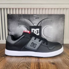 DC Shoes Cure Mens Sz 10 Black Gray Leather Lace Up Skateboard Trainer Sneakers