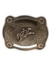 Crumrine Western Belt Buckle Floral Bucking Bronco Silver C10108