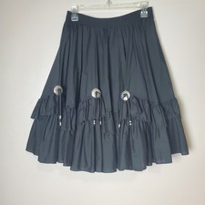 Malco Modes Medium Black Tiered Twirl Dancing Skirt Silver Conchos Beads Western
