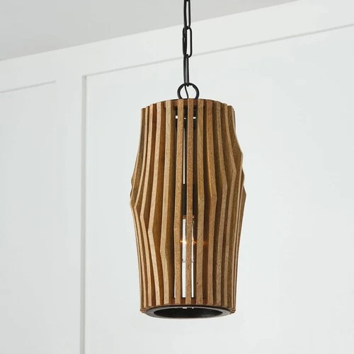 Capital Archer 8 3/4"W Matte Black and Light Wood Mini Pendant Light - Picture 1 of 4