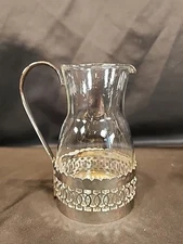 Duralex Glass Espresso Coffee Tea Creamer France Reticulated Silver Plate