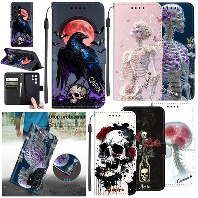 Skeleton Skull Leather Phone Case Custom Cover For Samsung S26 S25 Ultra A17 A56
