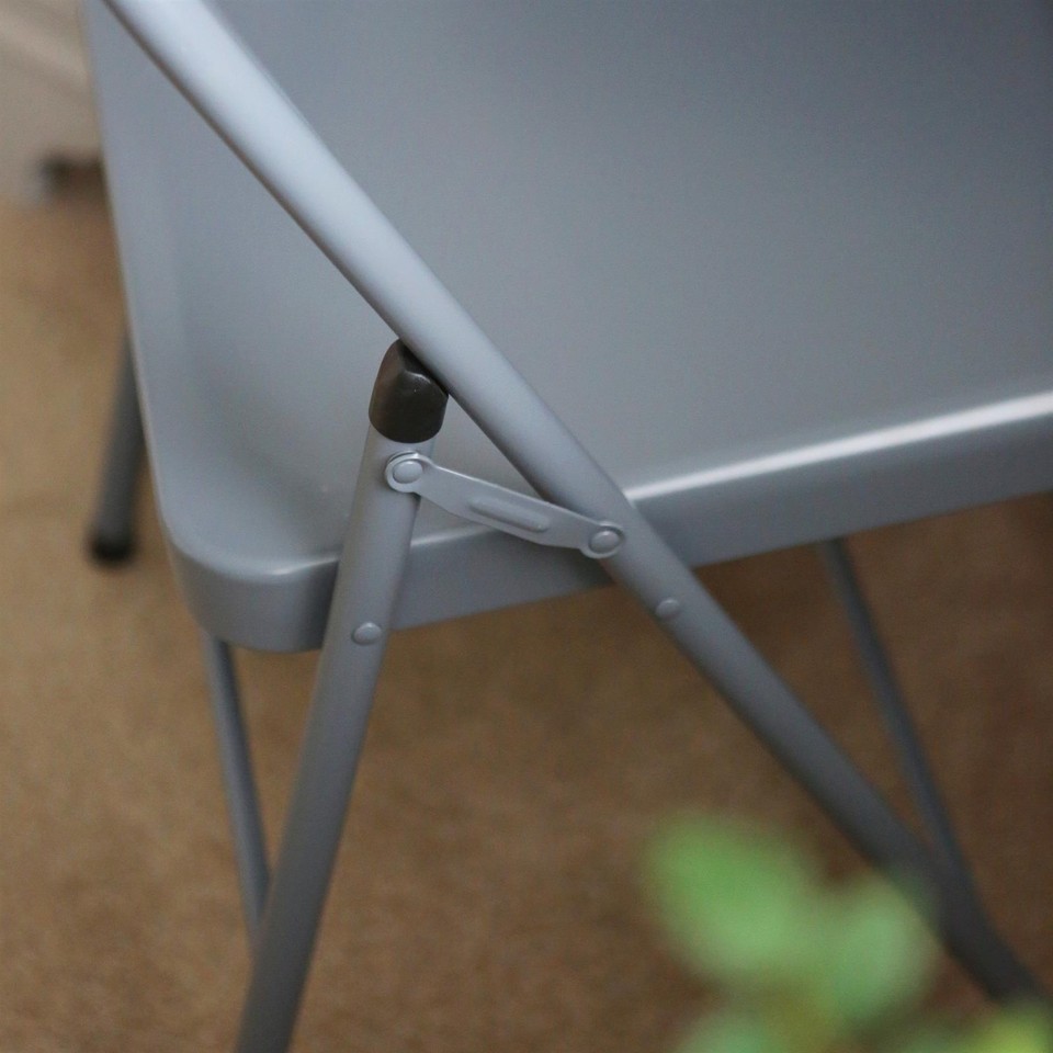 1x Gris Mat Chaise Pliante en Métal Pliable Bureau Chaises de Salle à Manger