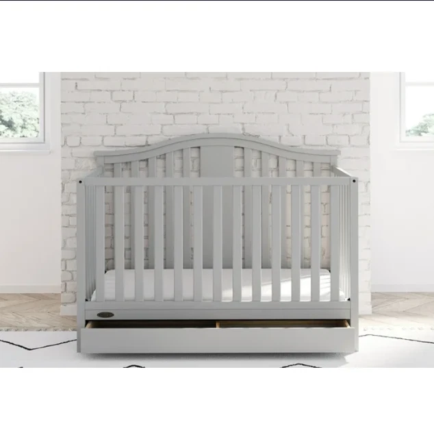 Cuna convertible 4 en 1 para cama de bebé a niño pequeño con cajón muebles de guardería gris Foto 3 de 4