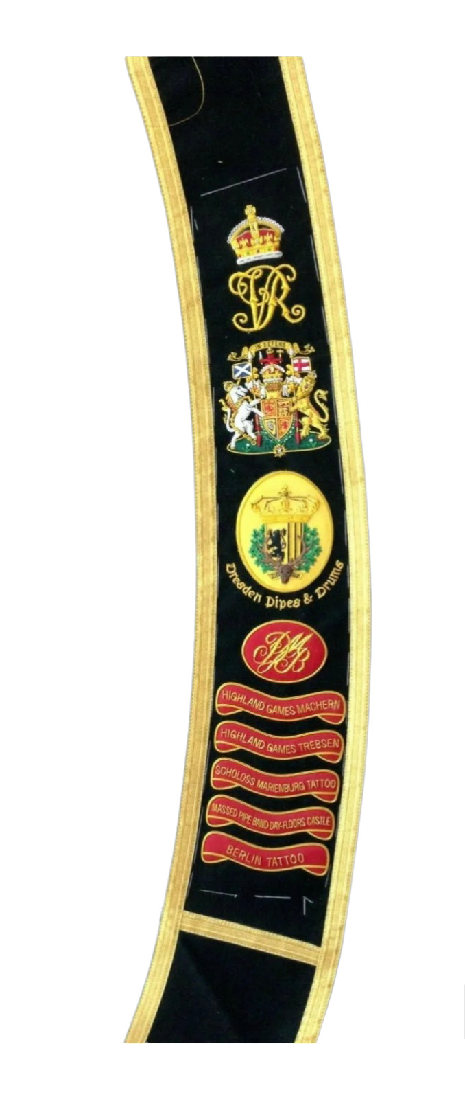 Faja Baldric para tambor o pipa principal hecha a medida tela blazer bordada a mano