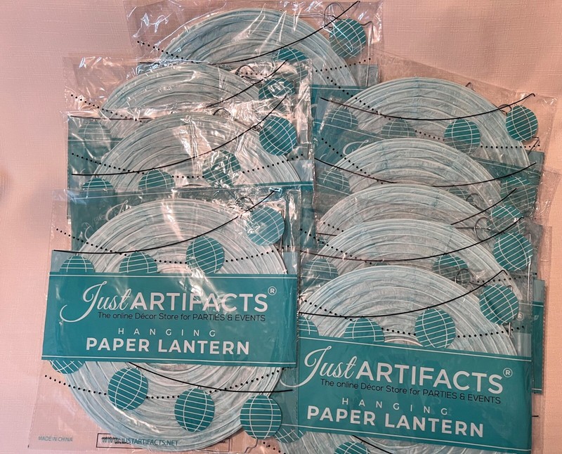 Lot Of 10 Round 10” Paper Lanterns Plain Tiffany Blue-Wedding Birthday Party