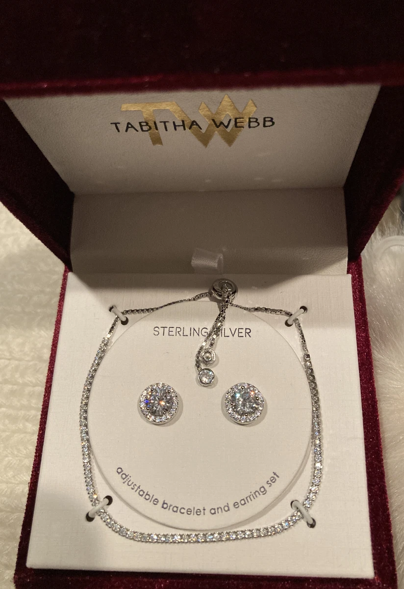 Tabitha Webb .925 SS Tennis Bracelet Earrings Set New In Box eBay