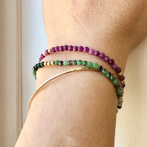 Ruby Zoisite Bracelet, Healing Crystal Bracelet, Adjustable Tiny Beaded Gemstone - Picture 3 of 5