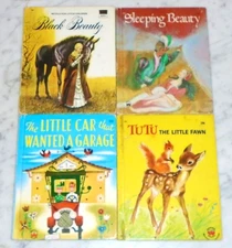 4 Vintage Wonder Books ~ Black Beauty, Sleeping Beauty, Tutu Little Fawn +Car
