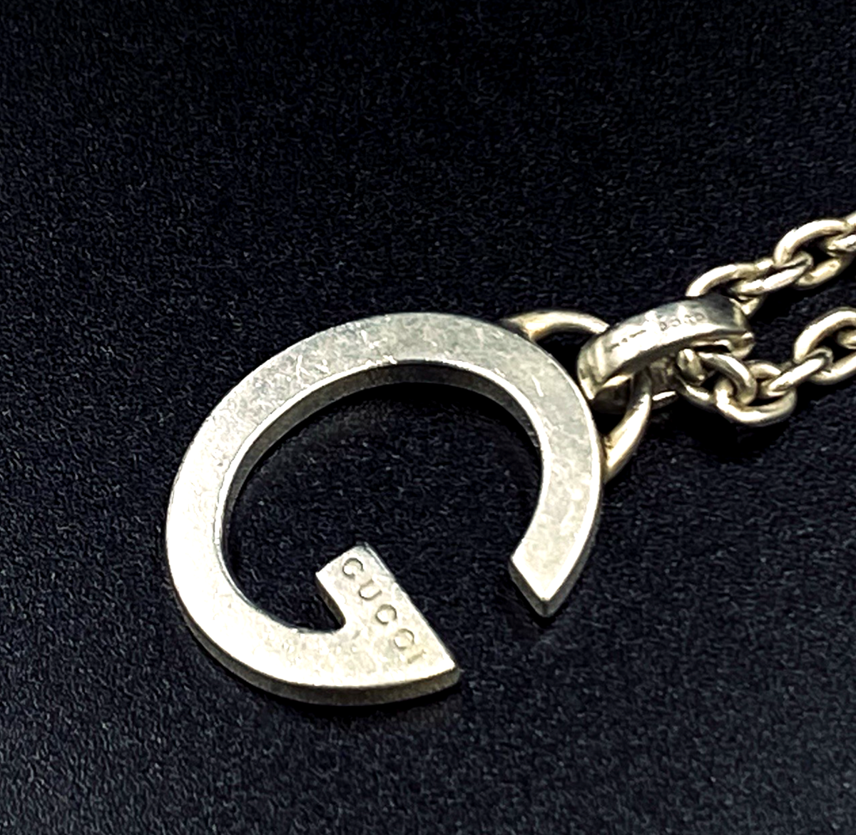 GUCCI G Logo Cable Chain Pendant Necklace Silver 925 Vintage