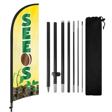 FSFLAG Seeds Feather Flag 8FT with Pole and Stake for Seeds Business Advertising
